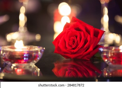 Single Rose In A Romantic Setting. 