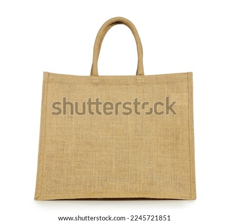 single sackcloth bag with copyspace isolated on white
