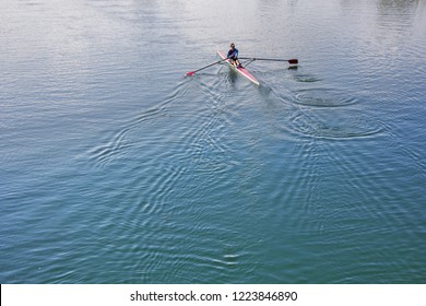 Single Scull Rowing Competitor, Rowing Race One Rower
