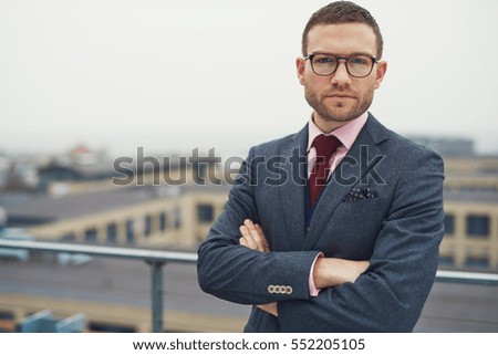 Similar – Image, Stock Photo red railing and white chimney of old boat against blue sky