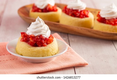 Single Serve Strawberry Shortcakes with Strawberry Sauce and Whipped Cream