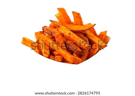 A Single Serving Of Crispy Sweet Potato Fries Ora Isolated On White Background