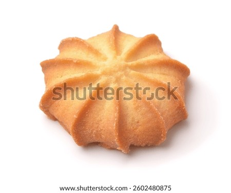 Single shortbread cookie isolated on white