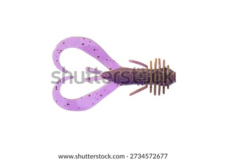 Single silicone creature bait with a ribbed body and twin curly tails. Professional soft plastic lure for jigging and predatory fish tackle.