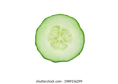 single sliced cucumber isolated on white background. - Shutterstock ID 1989156299