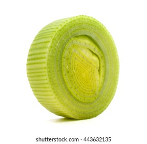 A Single Sliced Leek Isolated