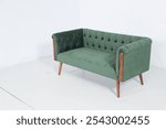 Single sofa, double sofa, dark structure and green fabric combination, isolate with white background combination for your home use.