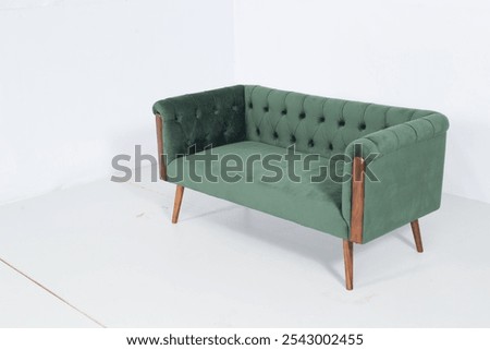 Single sofa, double sofa, dark structure and green fabric combination, isolate with white background combination for your home use.