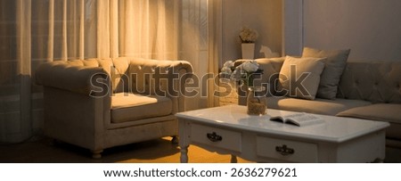Single sofa under dim light