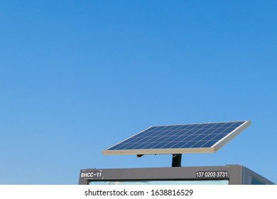 Single Solar Cell On Blue Sky Background