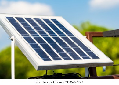 Single Solar Cell On Blue Sky Background