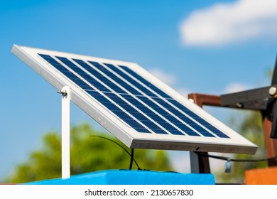 Single Solar Cell On Blue Sky Background