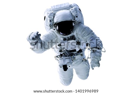 Single space Astronaut with black glas on the helmet isolated on white background. Elements of this image were furnished by NASA