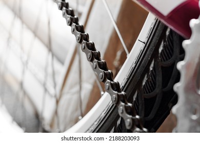 Single Speed Bike Chain. Close-up. On White Background.