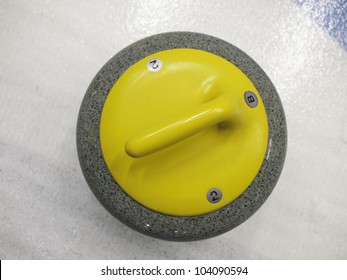 Single stone for game in curling on ice.