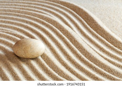 Single Stone On Brown  Sand - Zen Garden