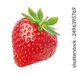 single strawberry, isolated, close up