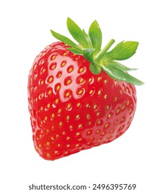 single strawberry, isolated, close up