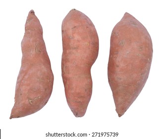 Single Sweet Potatoes Isolated On White 