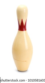 SIngle Used Bowling Pin Isolated On A White Background.