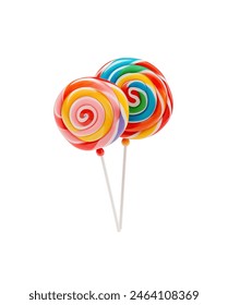 A single vibrant multicolored spiral lollipop with a swirl pattern isolated