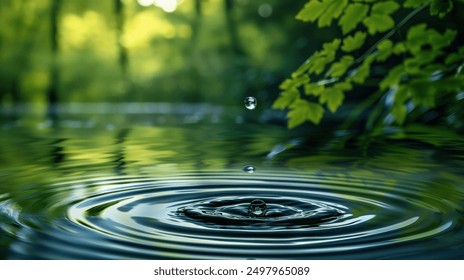 A single water drop falling into a still pond and creating concentric ripples - Powered by Shutterstock