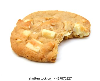 A Single White Chocolate And Macadamia Nut Cookie. 