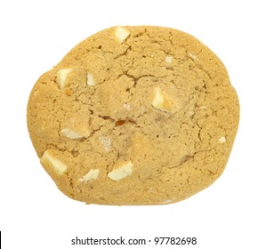 A Single White Chocolate And Macadamia Nut Cookie.