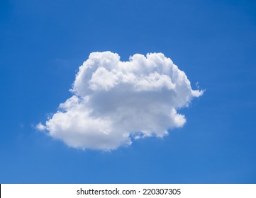 Single White Cloud On Blue Sky Background