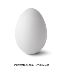 Single white egg isolated on white background with clipping path