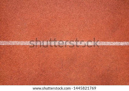 Single white line in running court athlete stadium top view texture 
