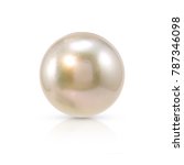 Single white natural oyster pearl with isolated on white background with drop shadow
