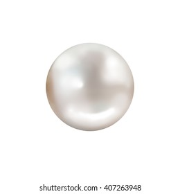 Single white pearl isolated on white background