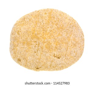 A Single Whole Wheat Tortilla Flat On A White Background.