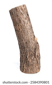 Single willow log isolated over white background
