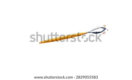 A single wooden sculpture chisel featuring a sharp metal blade rests horizontally against a plain white background in bright studio lighting.