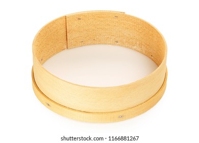 Single Wooden Sieve Isolated On White