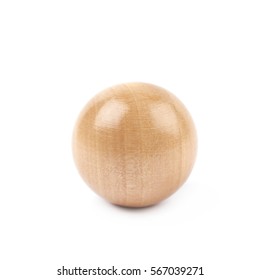 Single wooden sphere isolated over the white background