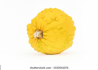 Single Yellow Bumpy Gourd On White Background