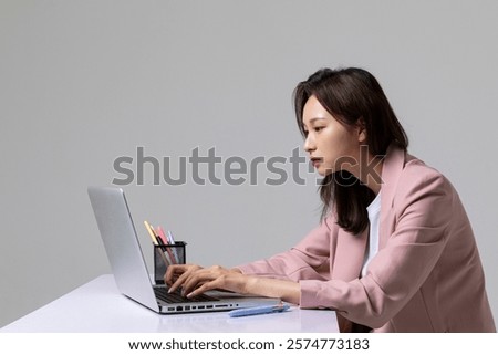 Single young office worker turtle neck syndrome photo image