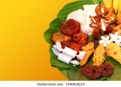 Sinhala Tamil New Year Traditional Foods with Oil lamp. - Shutterstock ID 1940418214