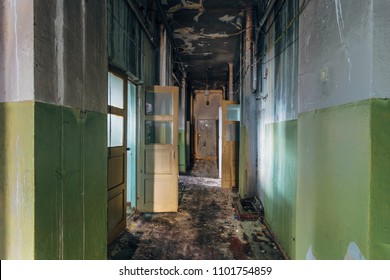 Sinister Creepy Corridor Abandoned Hospital After Stock Photo ...