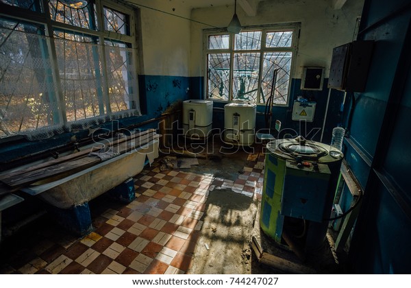 Sinister Creepy Old Laundry Room Dirty Stock Image