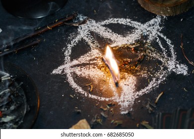 Sinister Ritual Of Satan Worship. Halloween Concept. Black Magic.