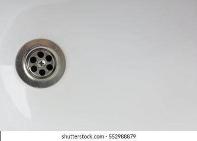 Sink Drain, Close Up Photo Of Water Drain, Sink Drain, Clean Concept, Copy Space, Place For Text, Bathroom Sink