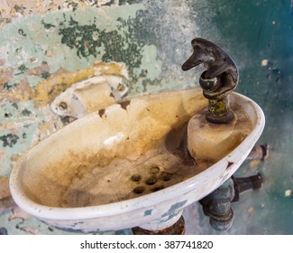 sink that is full of rust and other disgusting things.