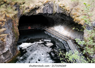 Sinkhole (Proval) In Old Marble Quarry. Ruskeala Mountain Park, Karelia, Russia.