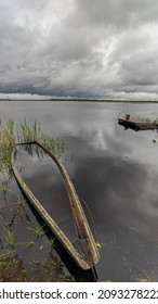 Sinking Old Wooden Boat In A Lake