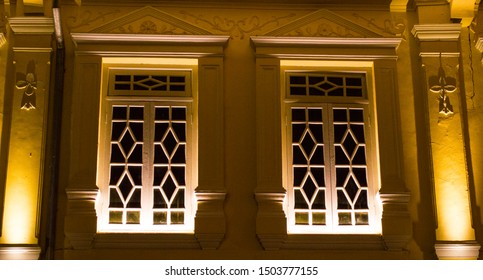 Sinoportuguese Style Building Windows Night Yellow Stock Photo ...