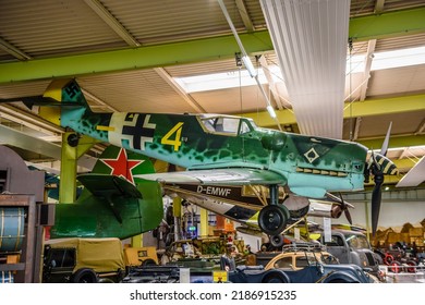 SINSHEIM, GERMANY - MAI 2022: Fighter Aircraft Messerschmitt Bf 109 1935 WW2 3rd Reich Nazi Germany Luftwaffe